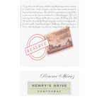 Henry's Drive Reserve Shiraz 2002 Front Label