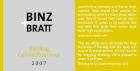 Binz + Bratt Riesling  Gewurztraminer 2007 Front Label