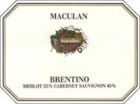 Maculan Brentino di Breganze Merlot 1999 Front Label