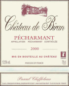 Chateau de Biran Pecharmant 2000 Front Label