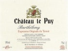 Chateau Le Puy Cotes de Bordeaux Francs Cuvee Barthelemy 2012 Front Label