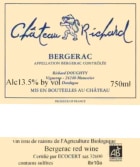 Chateau Richard Bergerac 2012 Front Label