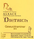 Michel Dietrich Gewurztraminer 2012 Front Label