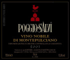 Poggio Salvi Vino Nobile di Montepulciano 2001 Front Label