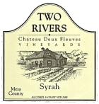 Two Rivers Winery and Chateau Mesa County Deux Fleuves Vineyards Syrah 2014 Front Label