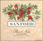 Sanford Sta. Rita Hills Pinot Noir 2001 Front Label
