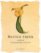 Wattle Creek Alexander Valley Shiraz 1998 Front Label