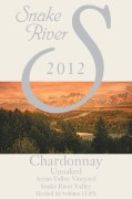 Snake River Winery Arena Vineyard Unoaked Chardonnay 2012 Front Label