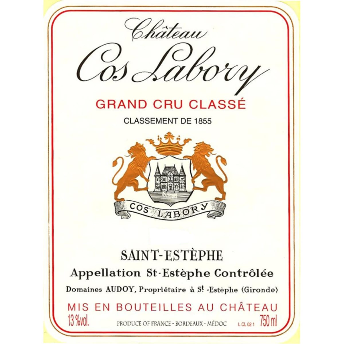 Chateau Cos Labory  2004 Front Label