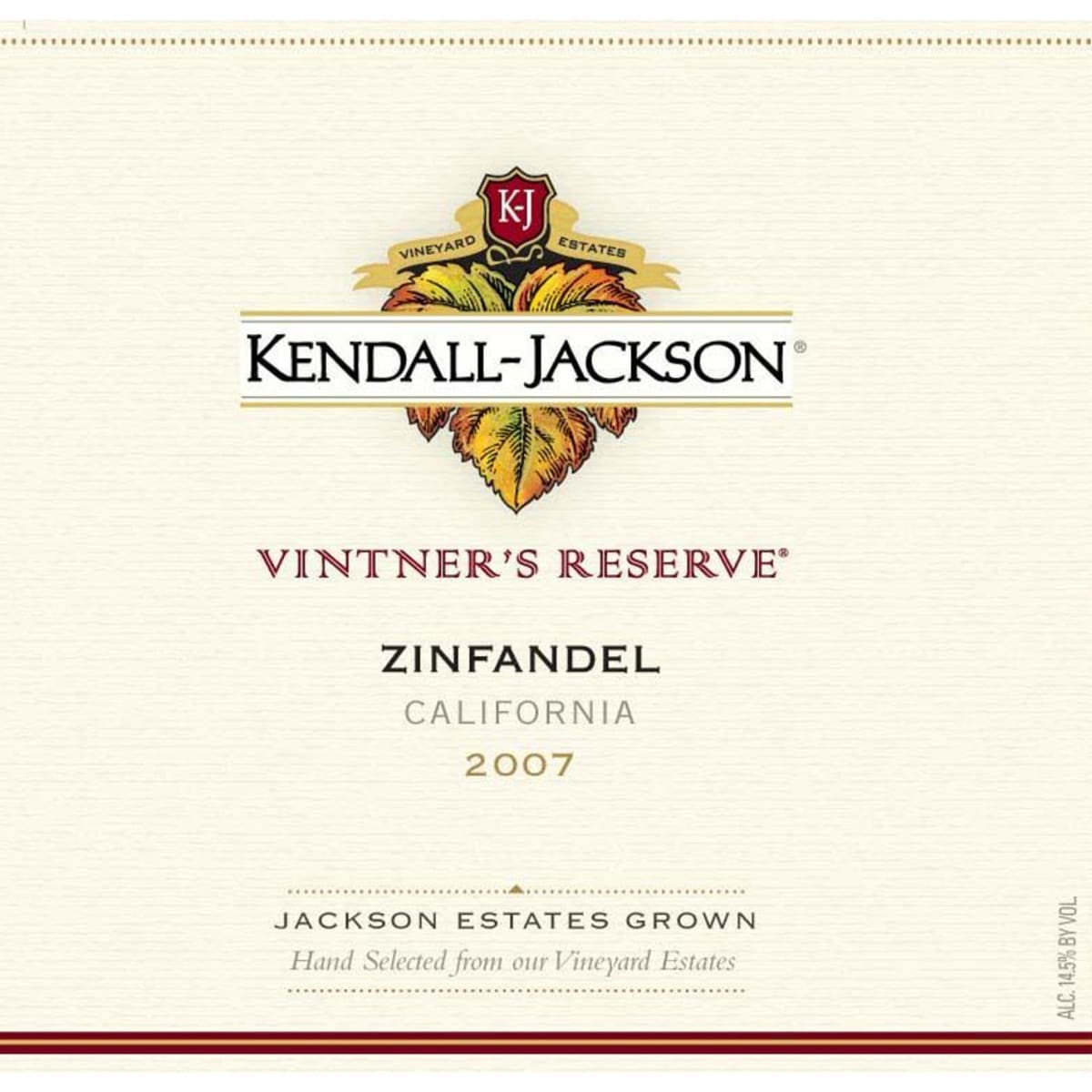 Kendall-Jackson Vintner's Reserve Zinfandel 2007 Front Label