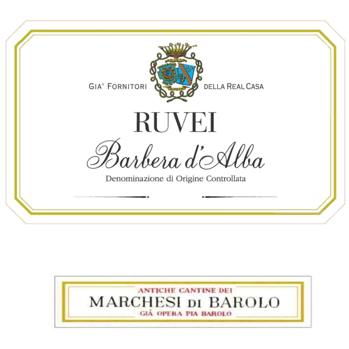Marchesi di Barolo Barbera d'Alba Ruvei 2008 Front Label