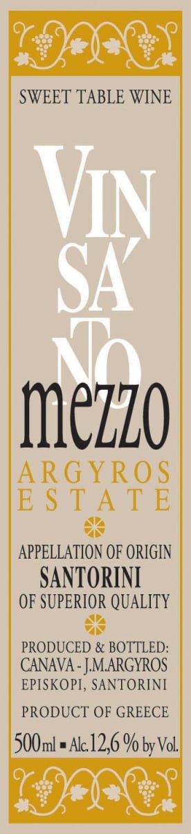 Argyros Mezzo Vin Santo 2002 Front Label
