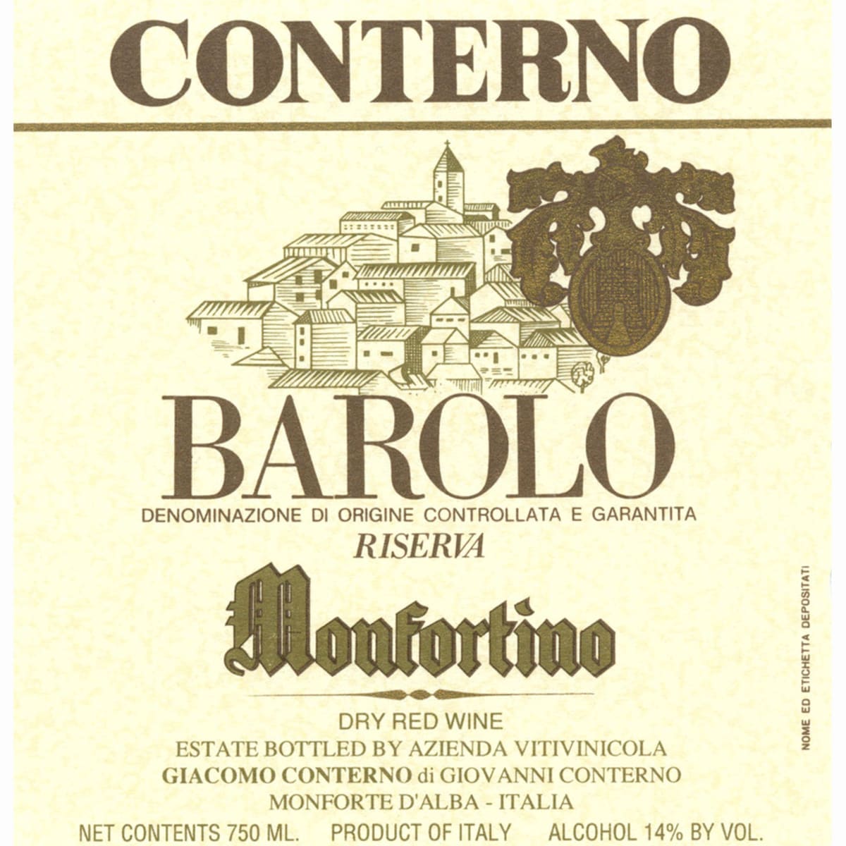 Giacomo Conterno Monfortino Barolo Riserva 2002 Front Label