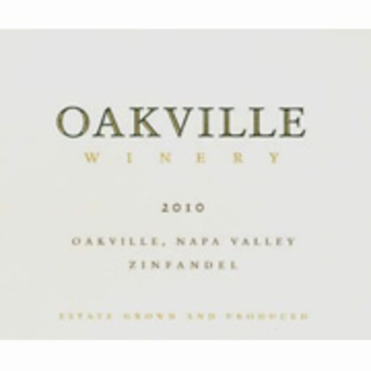 Oakville Winery Estate Zinfandel 2010 Front Label