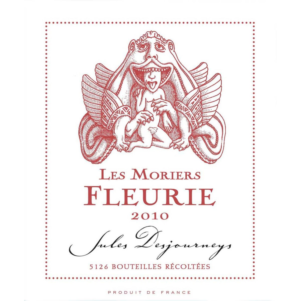 Domaine Jules Desjourneys Fleurie Les Moriers 2010 Front Label