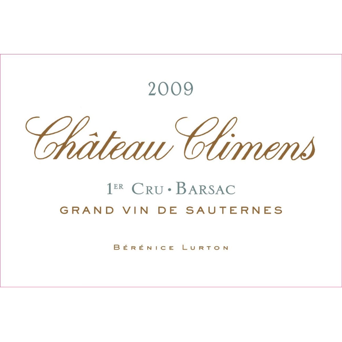 Chateau Climens (375ML half-bottle) 2009 Front Label