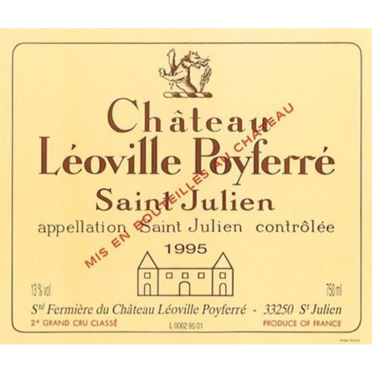 Chateau Leoville Poyferre (1.5 Liter Magnum) 1995 Front Label