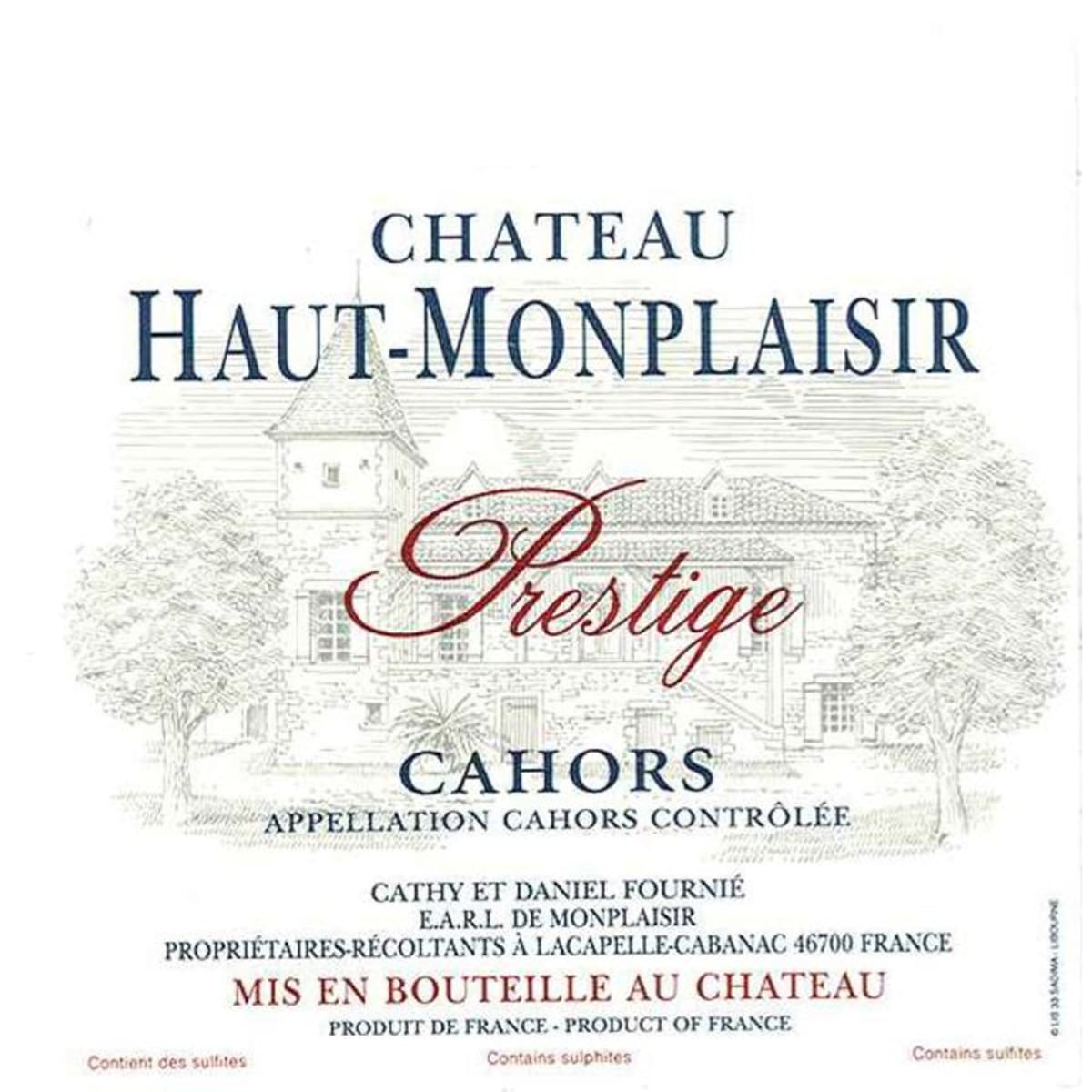 Chateau Haut-Monplaisir Cahors Prestige 2009 Front Label