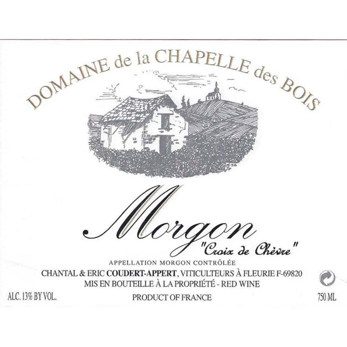 Domaine de la Chapelle des Bois Morgon Croix de Chevre 2013 Front Label