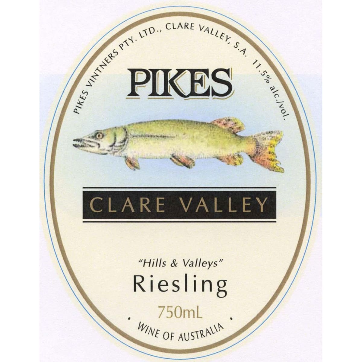 Pikes Hills and Valleys Riesling 2014 Front Label