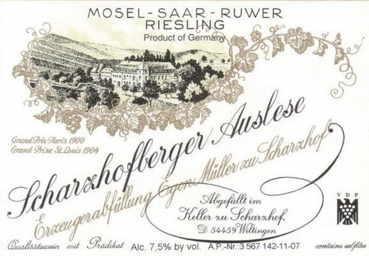 Egon Muller Scharzhofberger Riesling Auslese 2014 Front Label