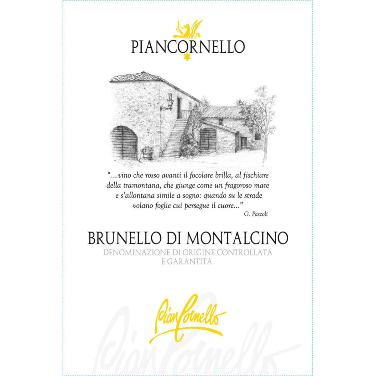 Piancornello Brunello di Montalcino 2011 Front Label
