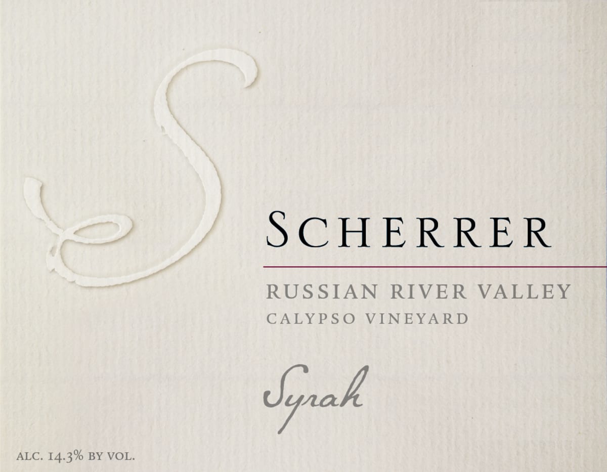Scherrer Winery Calypso Vineyard Syrah 2010 Front Label