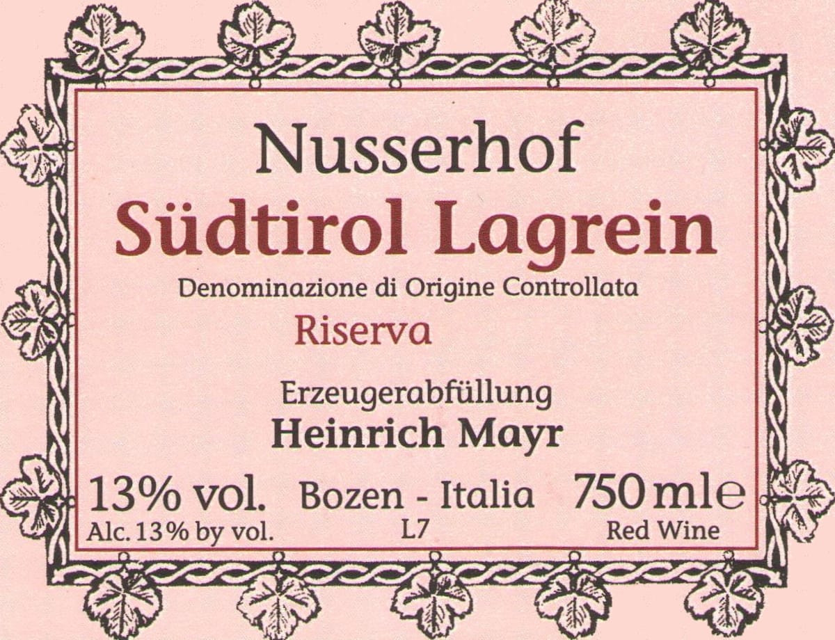 Heinrich Mayr Sudtirol Alto Adige Riserva Lagrein 2007 Front Label