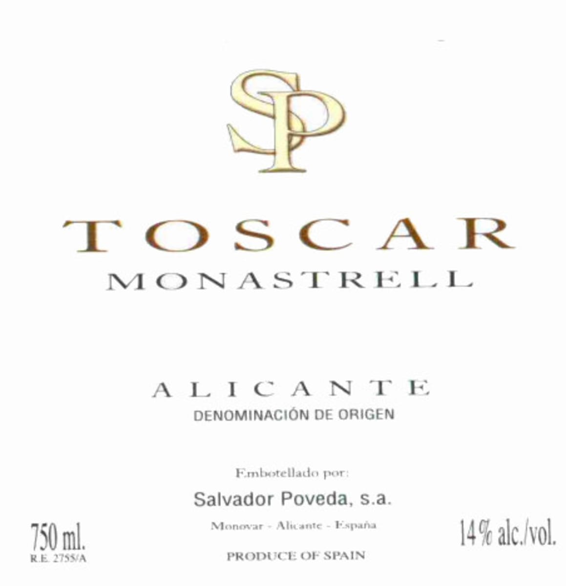 Salvador Poveda Toscar Monastrell 2009 Front Label