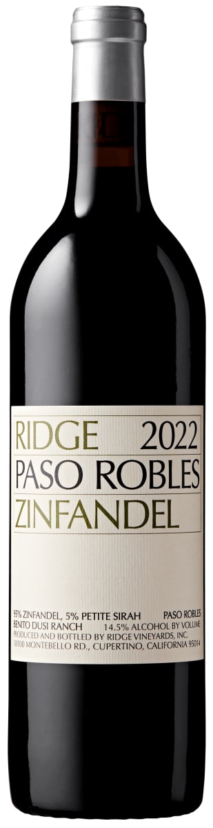 Ridge Paso Robles Zinfandel 2022  Front Bottle Shot