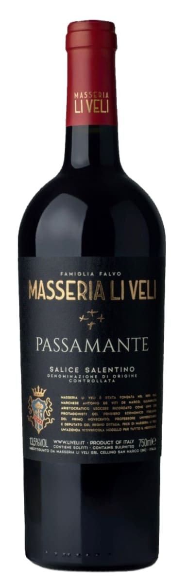 Li Veli Passamante Salice Salentino Negroamaro 2022  Front Bottle Shot
