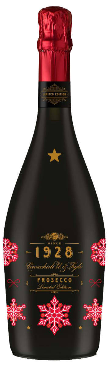 Cantine Cavicchioli Prosecco 1928 Holiday Snowflake Edition  Front Bottle Shot